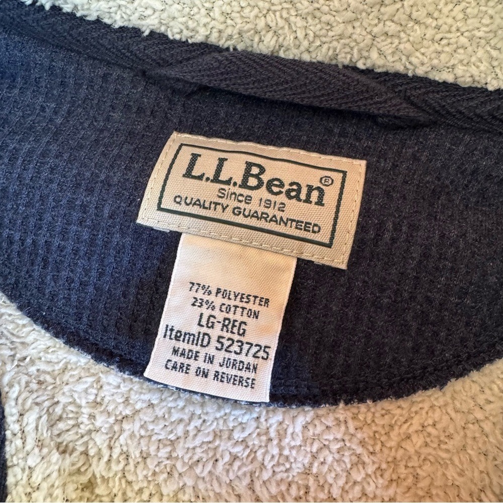 L.L. Bean Katahdin Iron Works Bonded Waffle Fleece, Snap Mock, Blue,‎ Size L - Picture 7 of 9